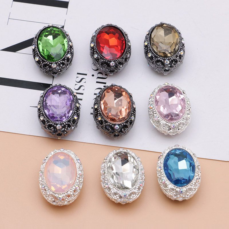 FS0358- Oval Diamond Alloy Beads