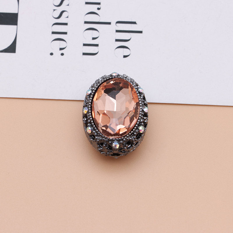 FS0358- Oval Diamond Alloy Beads