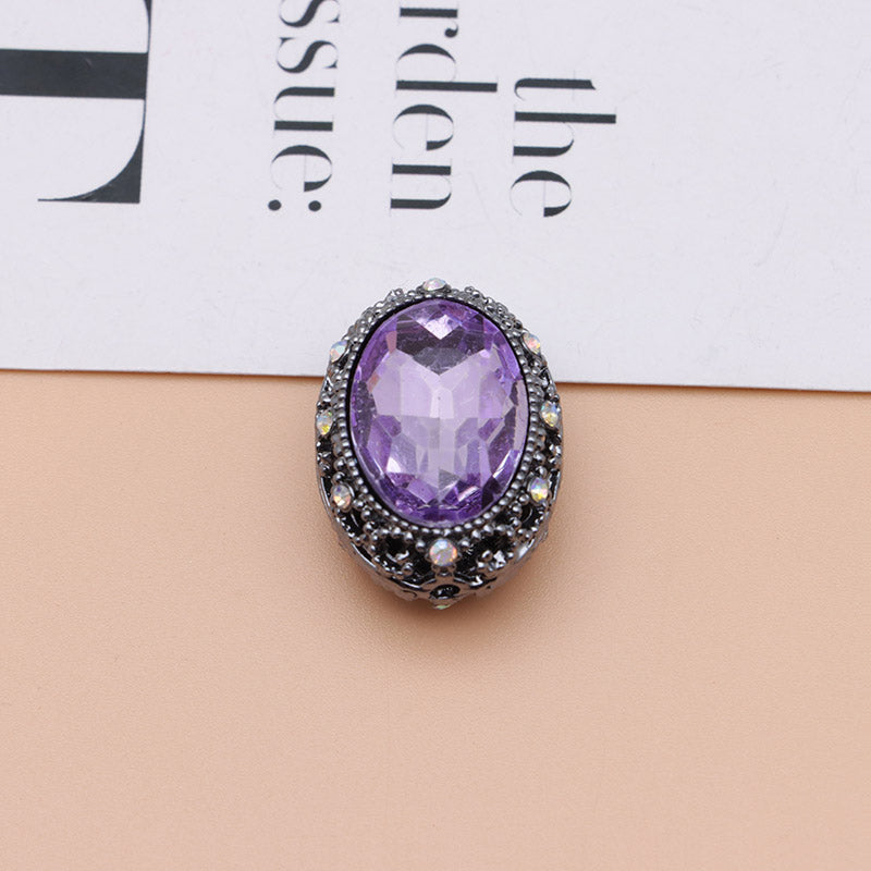 FS0358- Oval Diamond Alloy Beads
