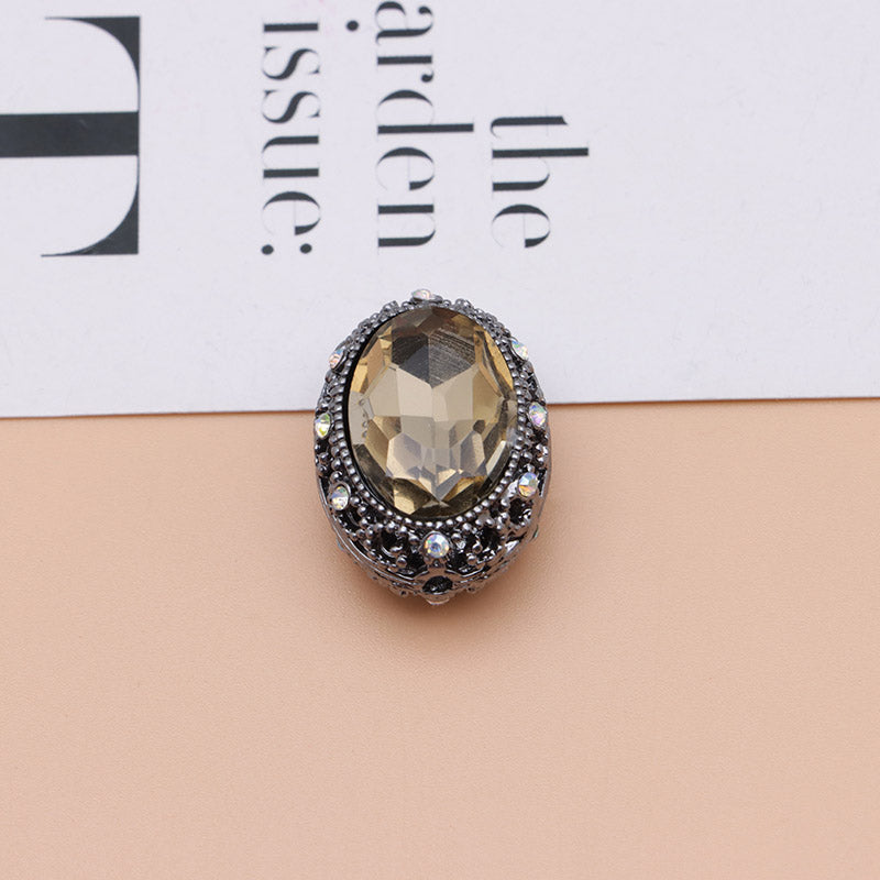 FS0358- Oval Diamond Alloy Beads