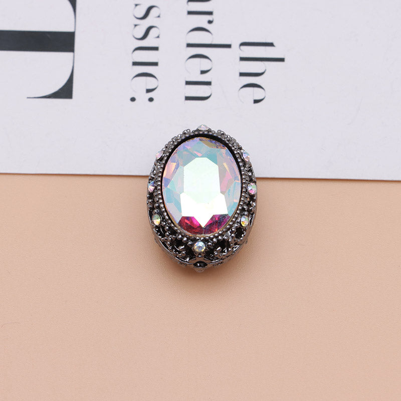 FS0358- Oval Diamond Alloy Beads