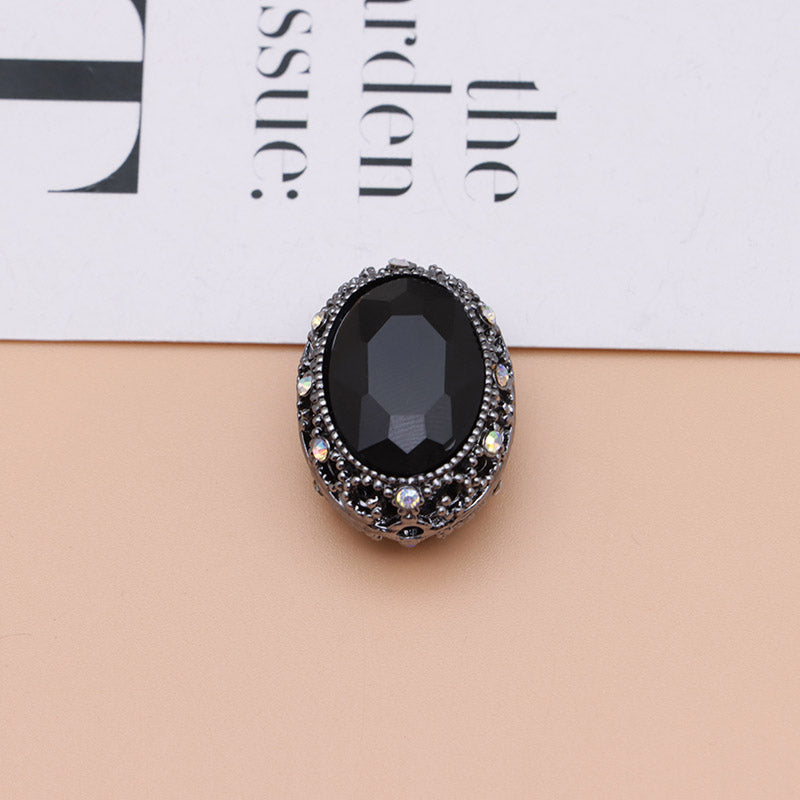 FS0358- Oval Diamond Alloy Beads