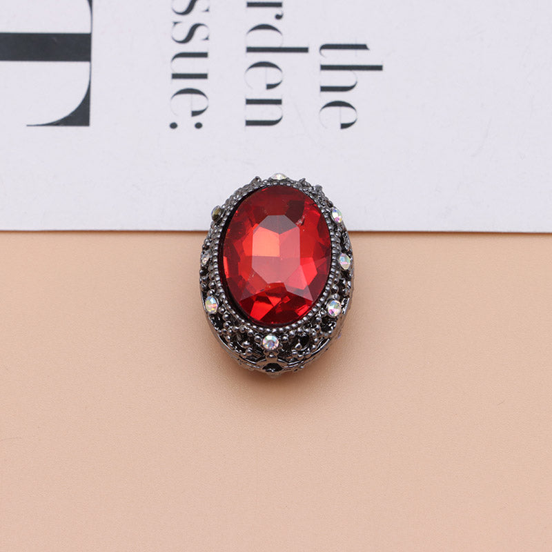 FS0358- Oval Diamond Alloy Beads