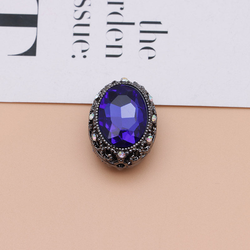 FS0358- Oval Diamond Alloy Beads