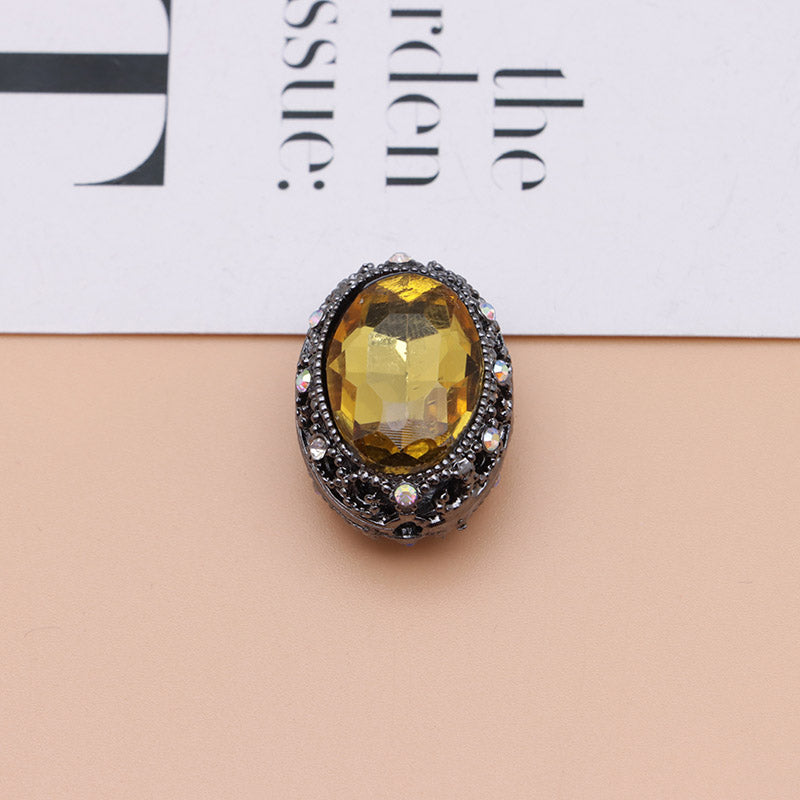 FS0358- Oval Diamond Alloy Beads