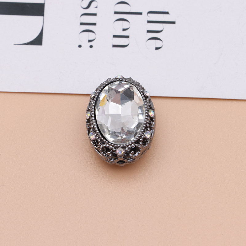 FS0358- Oval Diamond Alloy Beads