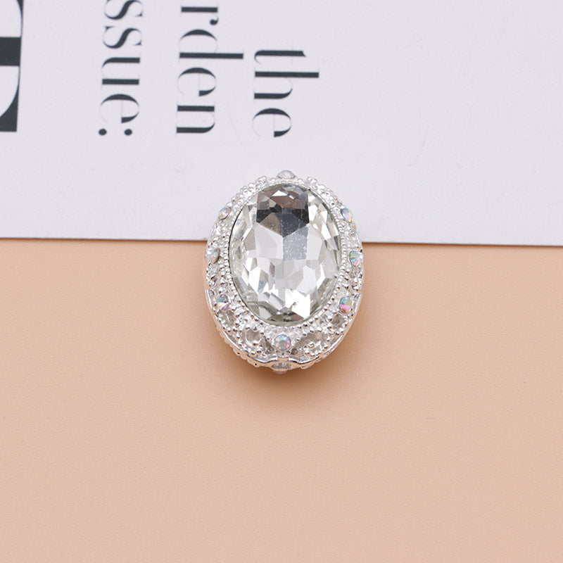 FS0358- Oval Diamond Alloy Beads