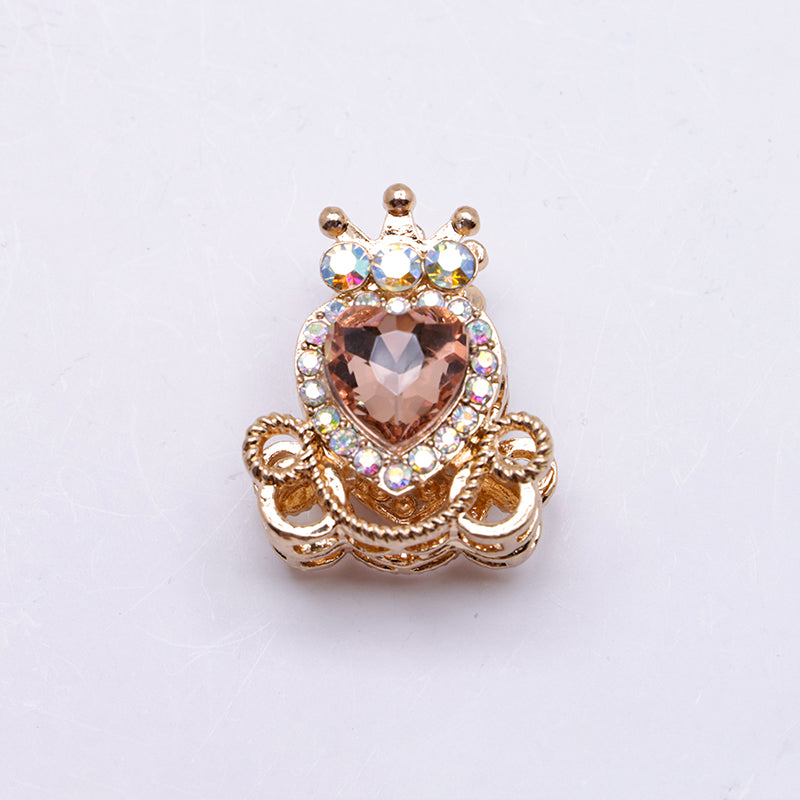 FS4858- Approximately 2.1×2.6×1.5 Cm Alloy Beads Four - Way Heart - Crown Diamond Pumpkin Carriage That Can Pass Through A Pen