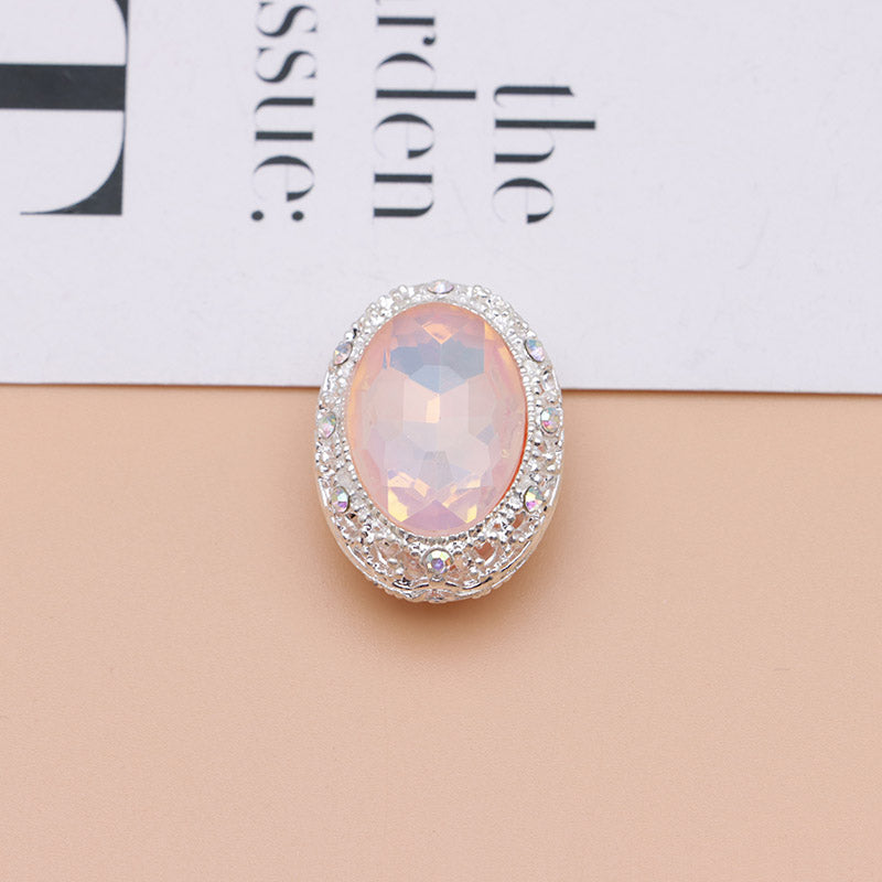 FS0358- Oval Diamond Alloy Beads