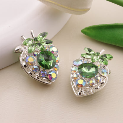 FS6492- Approximately 34×23mm Double-Sided Drilled Strawberry Four-Way Alloy Beads