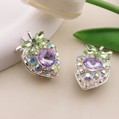 FS6492- Approximately 34×23mm Double-Sided Drilled Strawberry Four-Way Alloy Beads