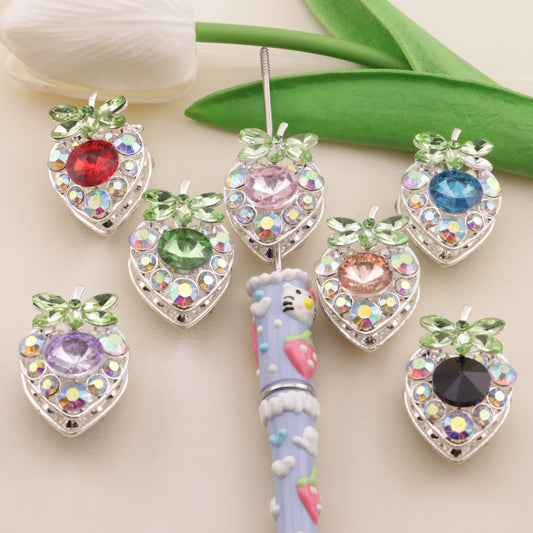 FS6492- Approximately 34×23mm Double-Sided Drilled Strawberry Four-Way Alloy Beads