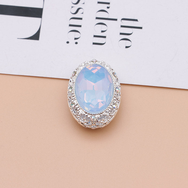 FS0358- Oval Diamond Alloy Beads