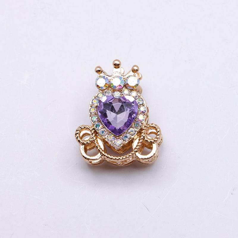 FS4858- Approximately 2.1×2.6×1.5 Cm Alloy Beads Four - Way Heart - Crown Diamond Pumpkin Carriage That Can Pass Through A Pen