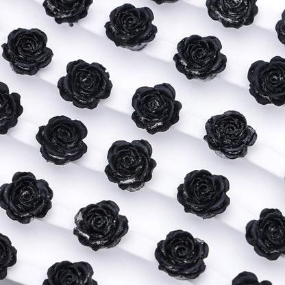 FS5373- 10mm Black Soft Flower Charms Pure Black Soft Flower Patches