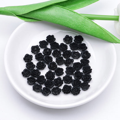 FS5373- 10mm Black Soft Flower Charms Pure Black Soft Flower Patches