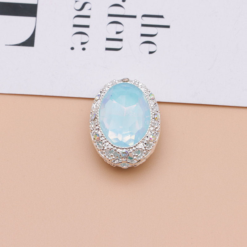 FS0358- Oval Diamond Alloy Beads