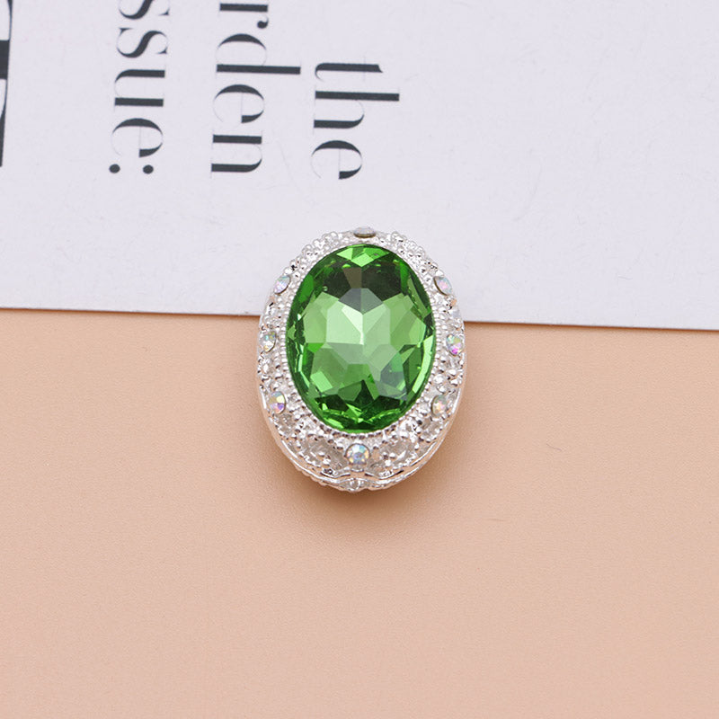 FS0358- Oval Diamond Alloy Beads