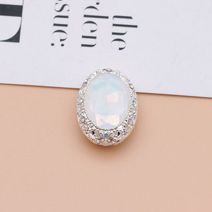 FS0358- Oval Diamond Alloy Beads