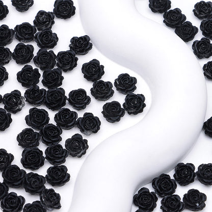 FS5373- 10mm Black Soft Flower Charms Pure Black Soft Flower Patches