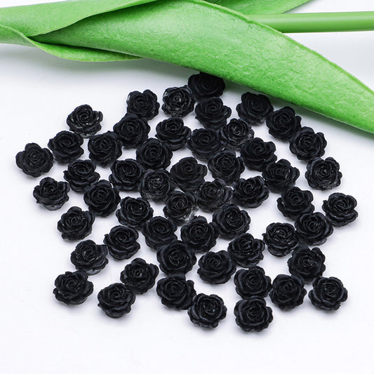 FS5373- 10mm Black Soft Flower Charms Pure Black Soft Flower Patches