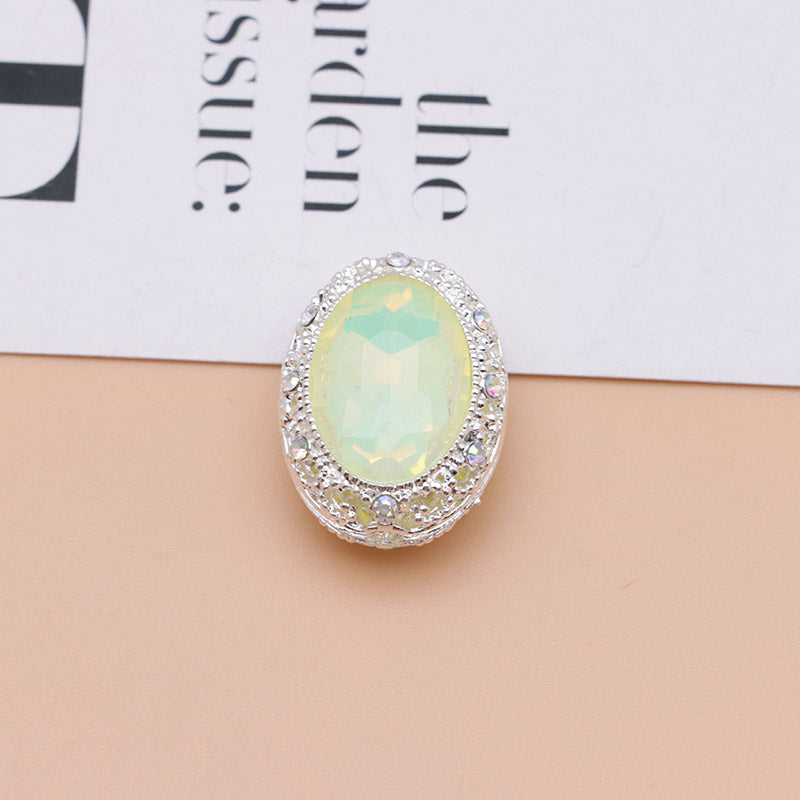 FS0358- Oval Diamond Alloy Beads