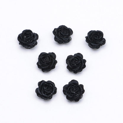 FS5373- 10mm Black Soft Flower Charms Pure Black Soft Flower Patches