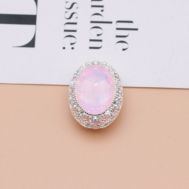 FS0358- Oval Diamond Alloy Beads
