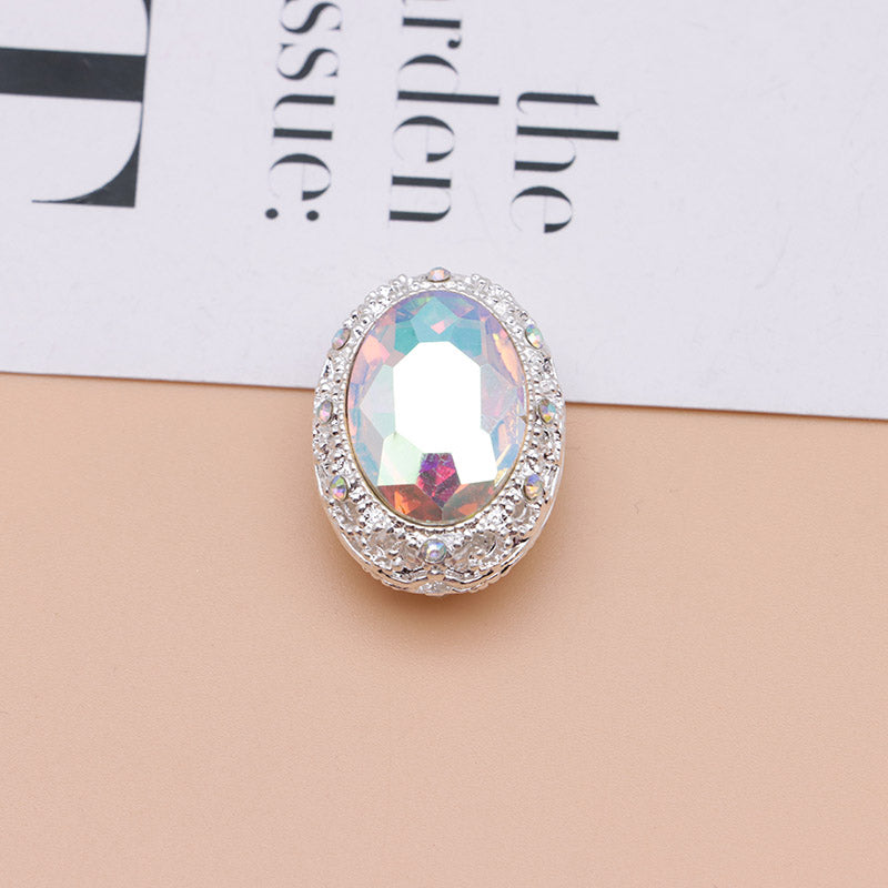 FS0358- Oval Diamond Alloy Beads