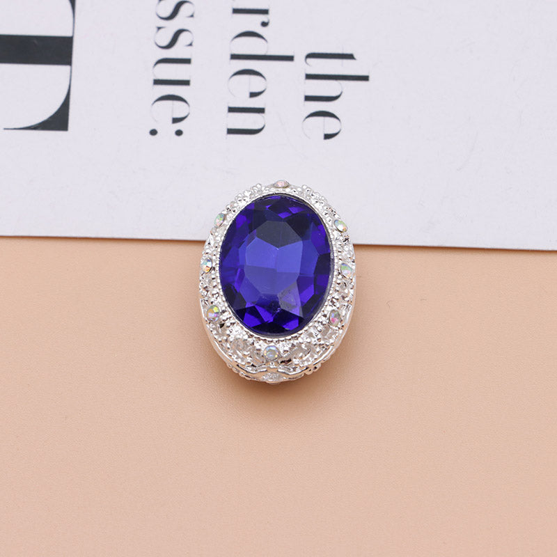 FS0358- Oval Diamond Alloy Beads