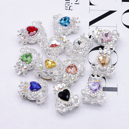 FS4858- Approximately 2.1×2.6×1.5 Cm Alloy Beads Four - Way Heart - Crown Diamond Pumpkin Carriage That Can Pass Through A Pen