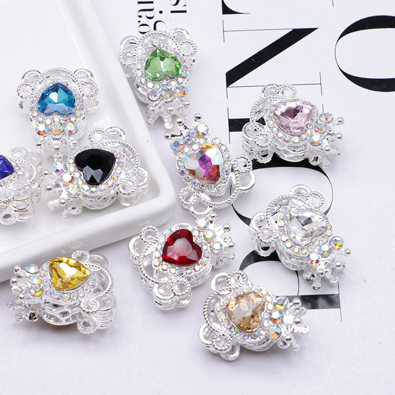 FS4858- Approximately 2.1×2.6×1.5 Cm Alloy Beads Four - Way Heart - Crown Diamond Pumpkin Carriage That Can Pass Through A Pen