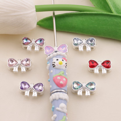 FS6553- 16×11Mm Double Heart Bows Metal 4 Hole Beads Double Love Heart Bowknot Metal Four-Way Beads