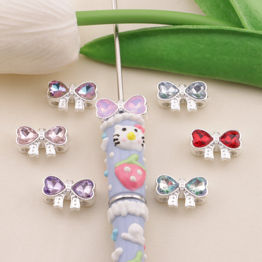 FS6553- 16×11Mm Double Heart Bows Metal 4 Hole Beads Double Love Heart Bowknot Metal Four-Way Beads