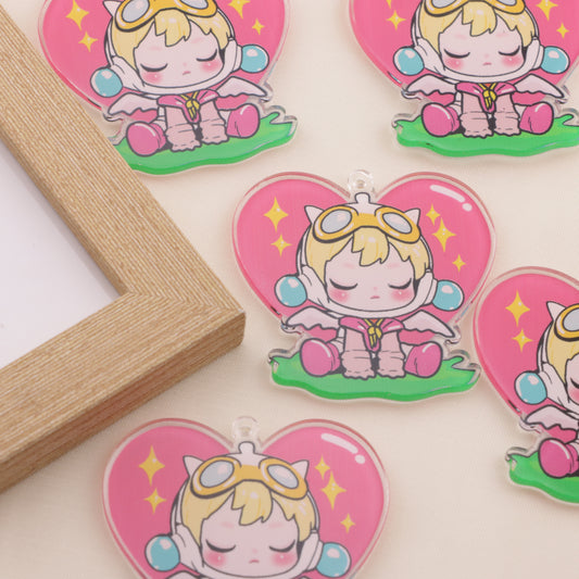 FS6556- Love Heart SP Hanging Hole Acrylic Charms Ai Xin SP Diao Kong Ya Ke Li Pian
