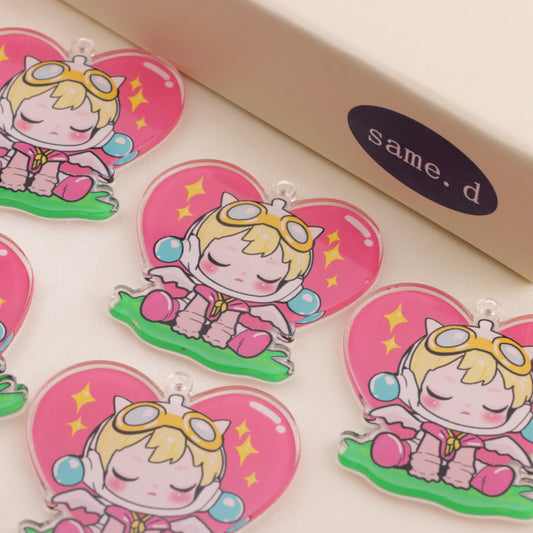 FS6556- Love Heart SP Hanging Hole Acrylic Charms Ai Xin SP Diao Kong Ya Ke Li Pian