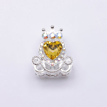 FS4858- Approximately 2.1×2.6×1.5 Cm Alloy Beads Four - Way Heart - Crown Diamond Pumpkin Carriage That Can Pass Through A Pen