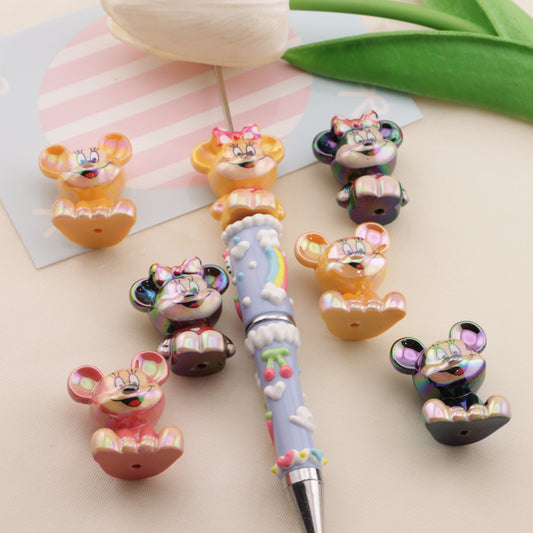 FS6563- Approximately 23*28mm UV Mickey Minnie Beads  Fit For Pen Through Pen