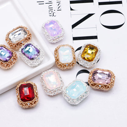 FS4849- Approximately 21×17mm Double-Sided Zirconium Diamond Alloy Beads Four-Way Pen-Passing