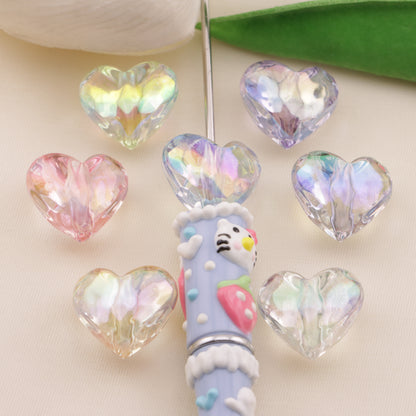 FS6552- 19×17mm UV Faceted Heart Beads UV Faceted Heart Beads Fit For Pen