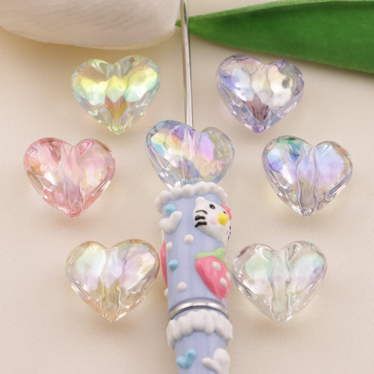 FS6552- 19×17mm UV Faceted Heart Beads UV Faceted Heart Beads Fit For Pen