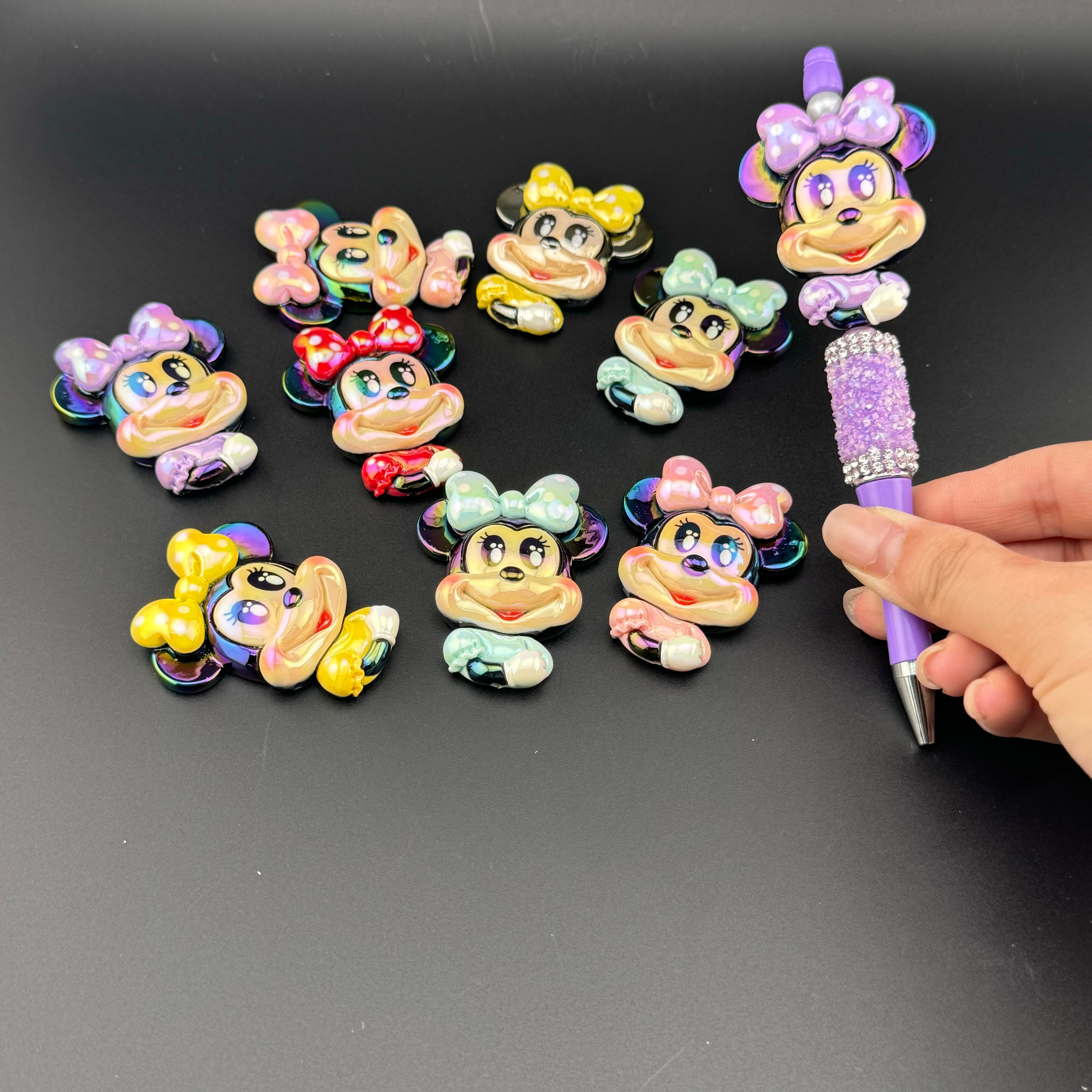 Mixed Color UV Shiny Mickey Resin Beads Fit For Beadable Pens