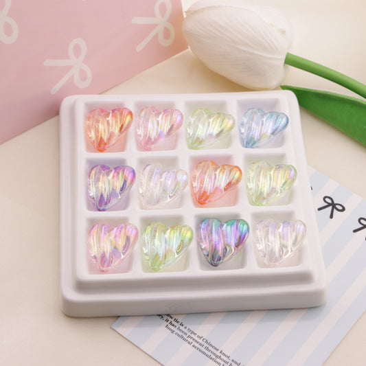 FS6560- 20*19mm Wavy Love Heart Beads Bo Lang Xian Ai Xin Zhu Fit For Pen Guo Bi