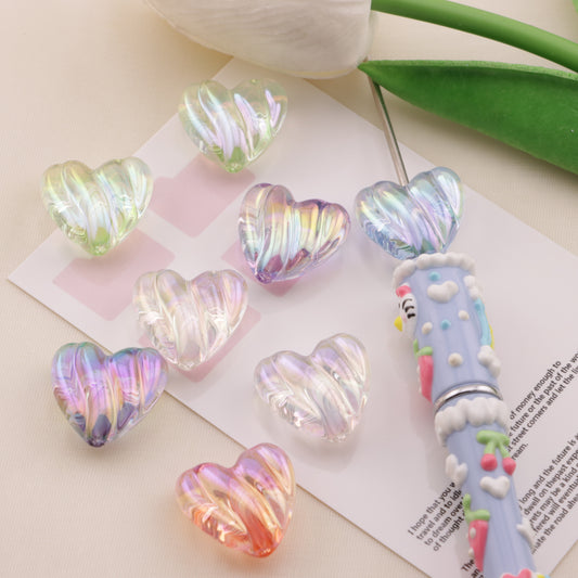 FS6560- 20*19mm Wavy Love Heart Beads Bo Lang Xian Ai Xin Zhu Fit For Pen Guo Bi