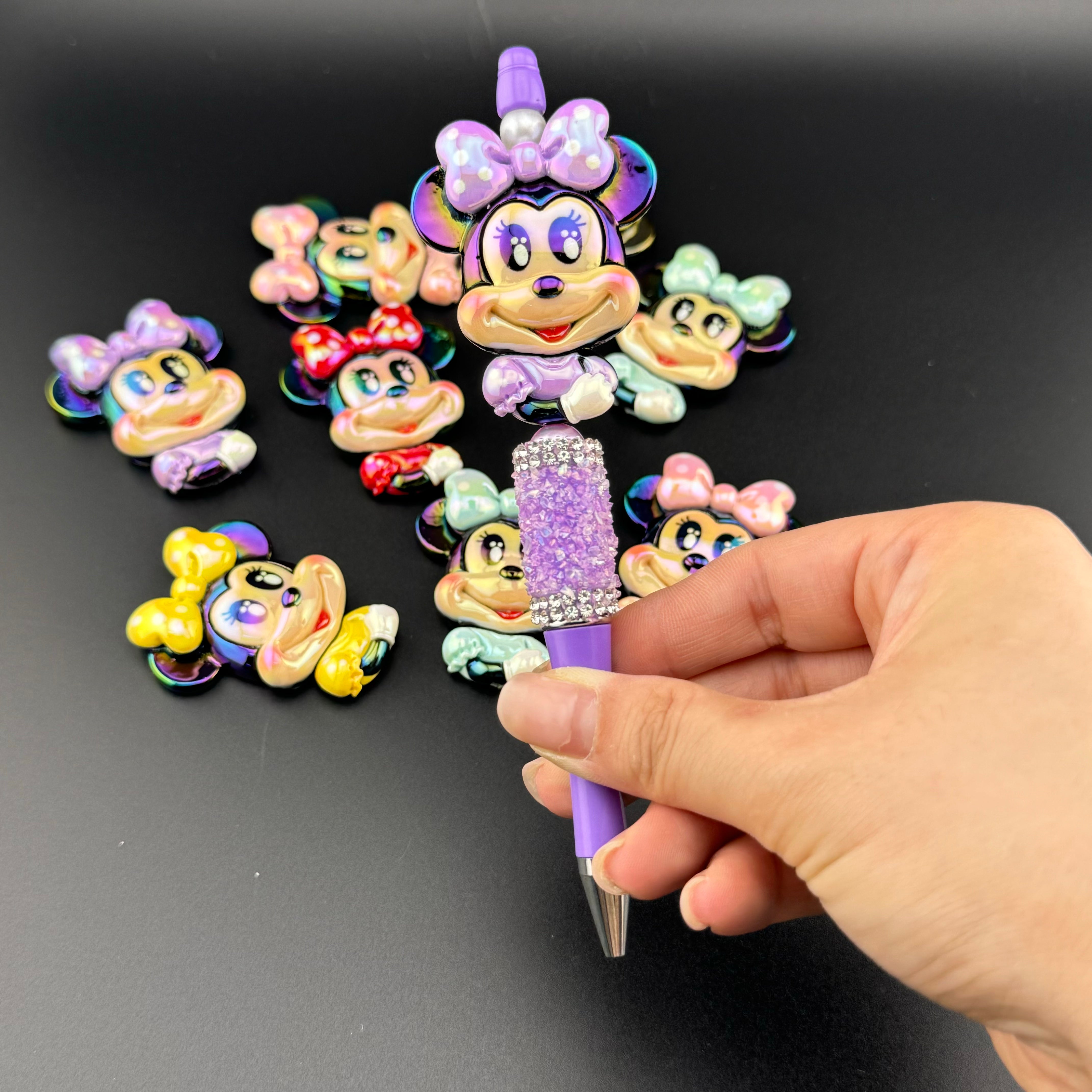 Mixed Color UV Shiny Mickey Resin Beads Fit For Beadable Pens