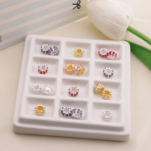 FS6551- Diameter 9Mm, Thickness 5Mm, Zircon Diamond Metal Spacers Zircon Diamond Metal Spacer Beads