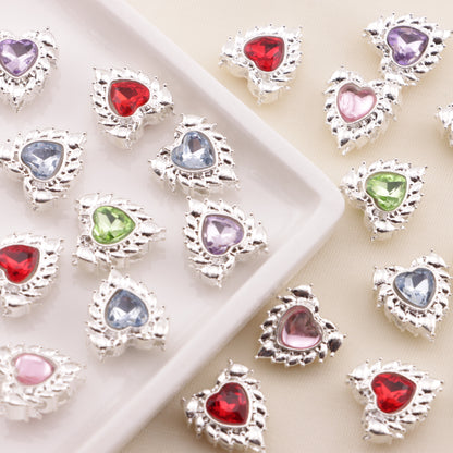 FS6574- 13*14 Feather Double-Sided Love 4-Hole Metal Bead