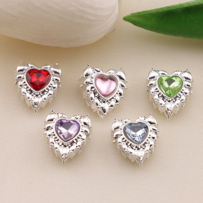 FS6574- 13*14 Feather Double-Sided Love 4-Hole Metal Bead