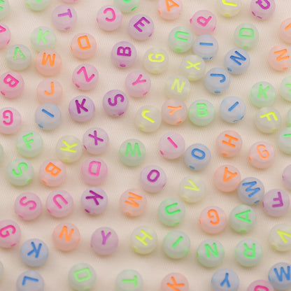 FS6545- 4*7 Aperture 12mm 4*7 Font Mixed Color Luminous Acrylic Letter Beads