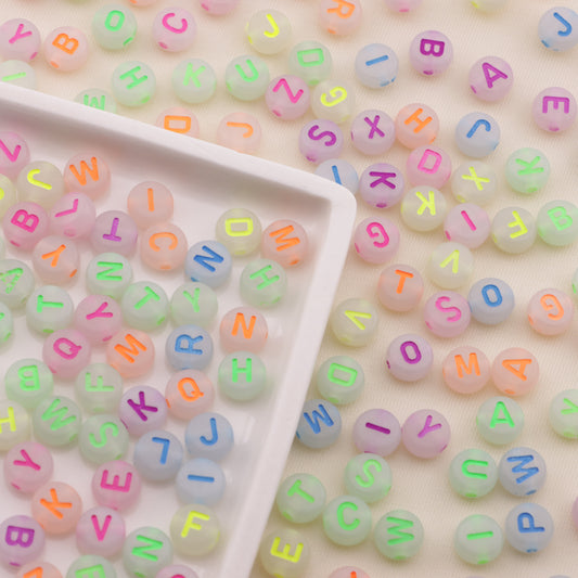 FS6545- 4*7 Aperture 12mm 4*7 Font Mixed Color Luminous Acrylic Letter Beads